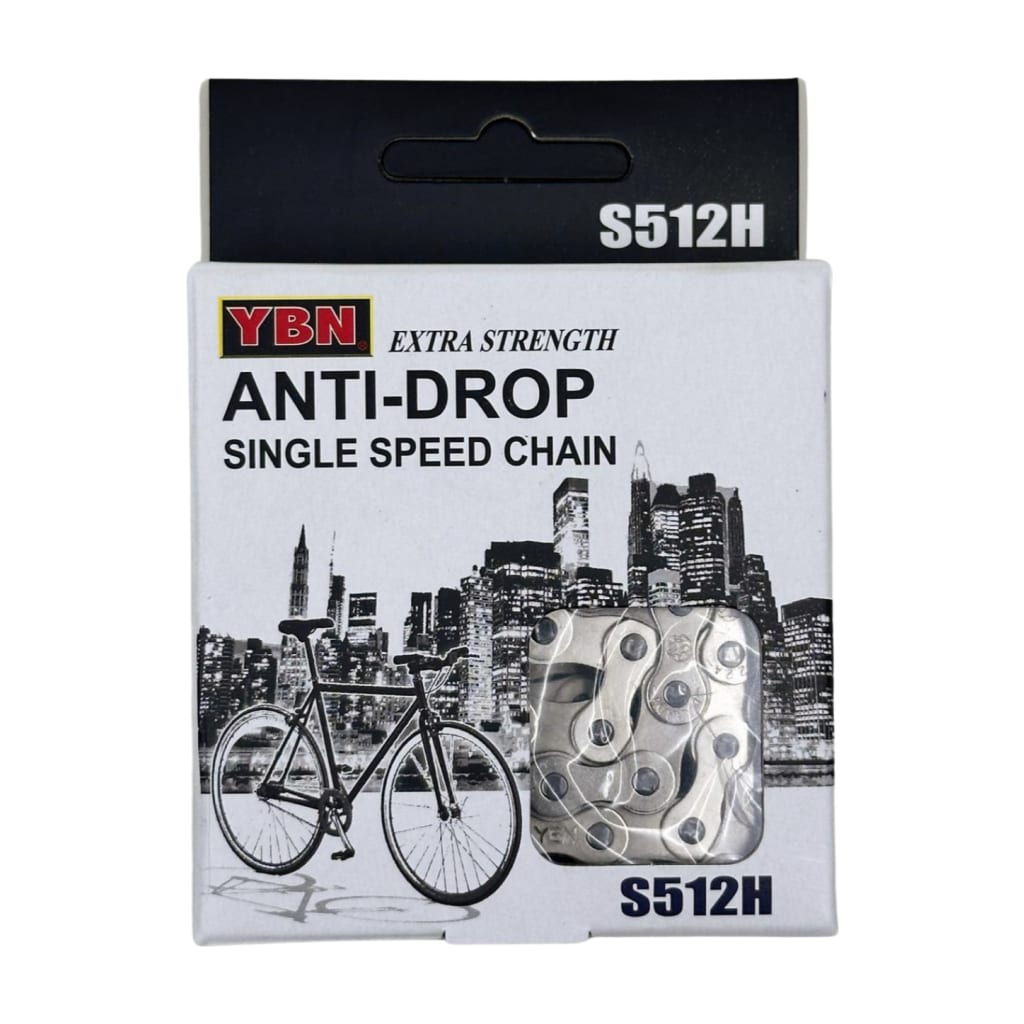 YBN S512H Anti-Drop Heavy Duty Single Speed Chain 1/2 x 1/8 - Silver primary product photo