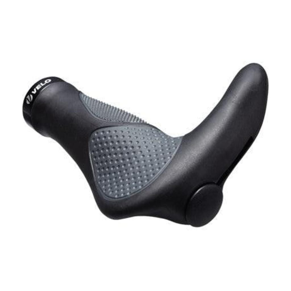 Velo Vicious Ergonomic Lock-On Grips with Integrated Bar Ends 138mm - Black/Grey primary product photo