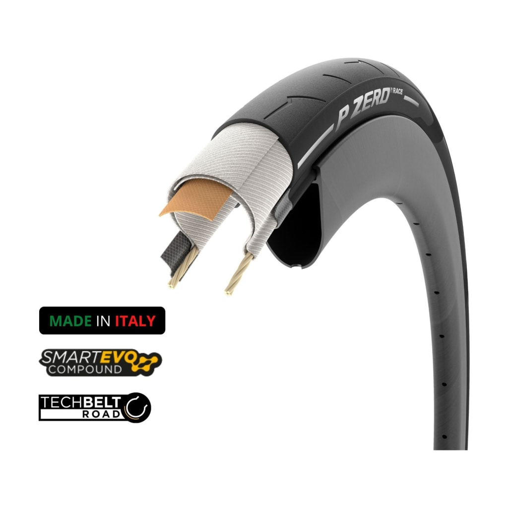 pirelli p zero race road tire 700x28c folding clincher smartevo techbelt black primary product photo