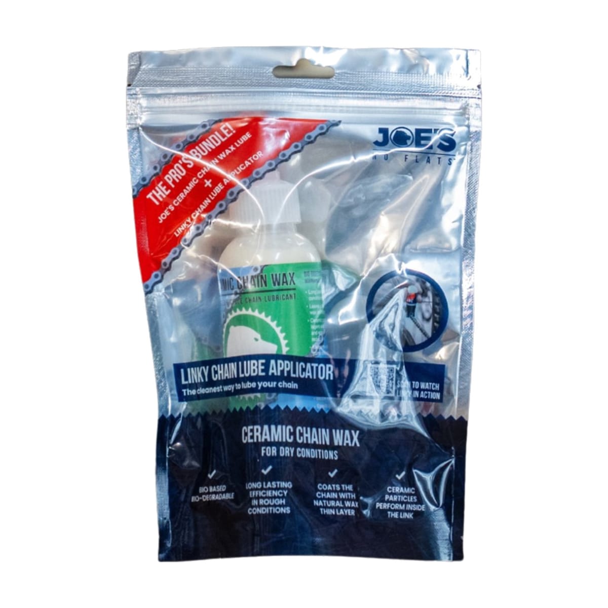 Joe's No Flats Ceramic Chain Wax Dry 125 ml with Linky Applicator 15 ml Bundle