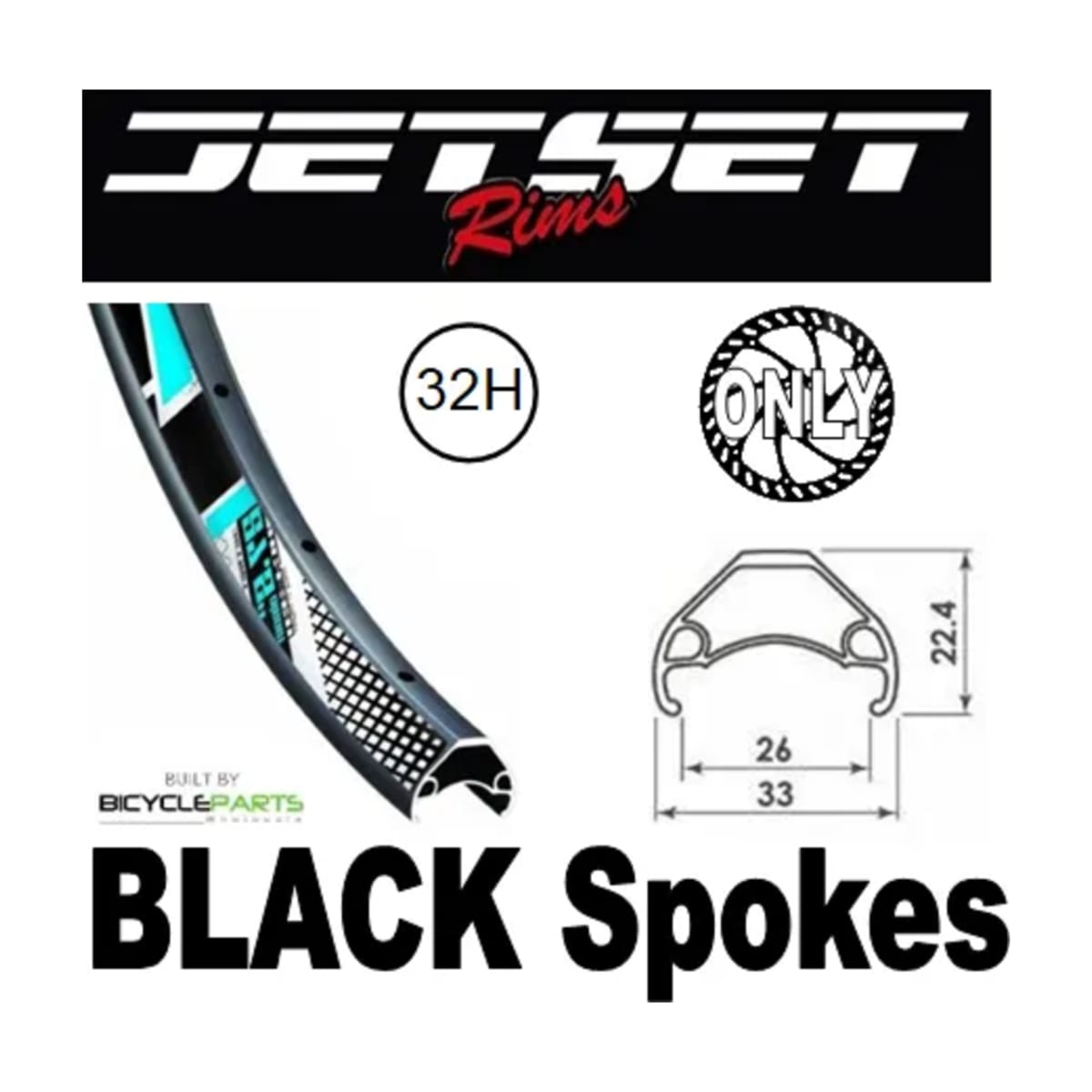 29er Jetset 8/11 SPEED 12mm T/A (148mm OLD) 6 Bolt Disc Sealed Novatec Boost Black Hub, Mach 1 BLACK Spokes