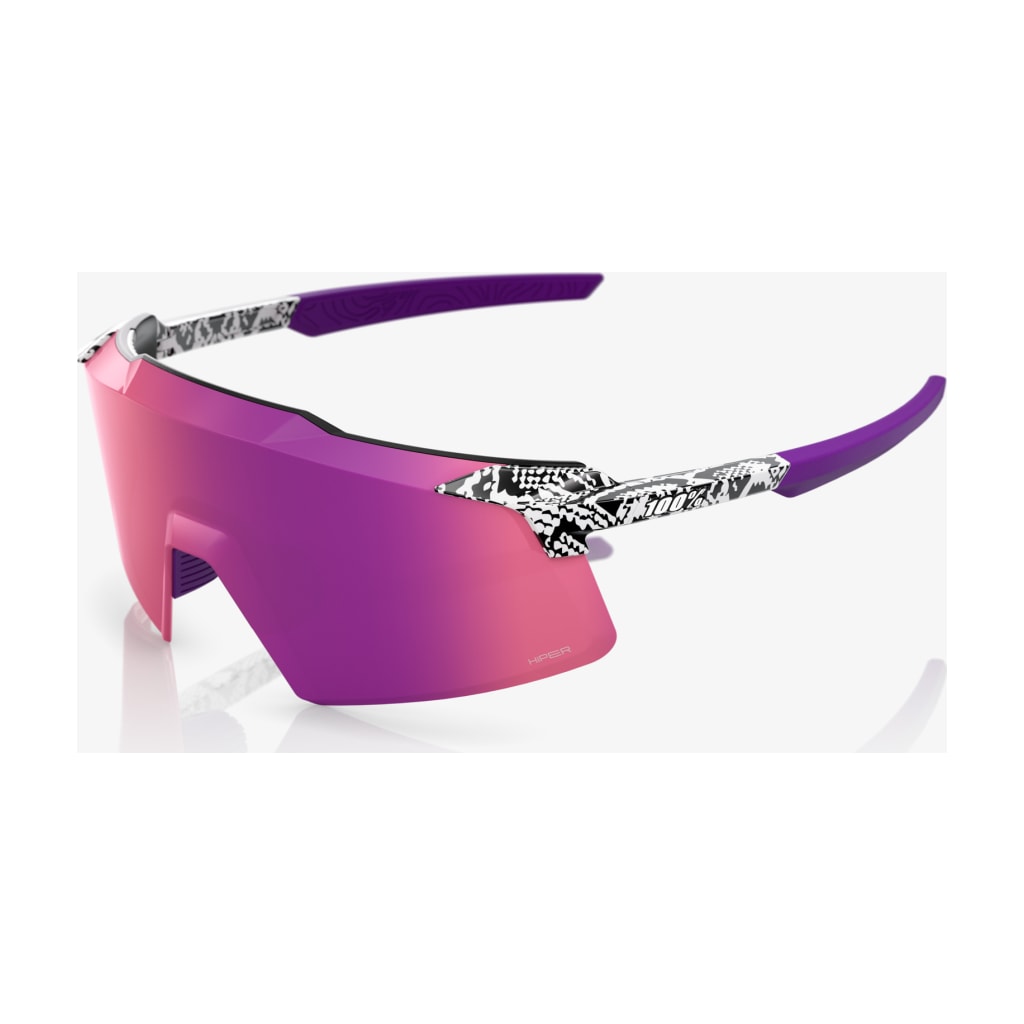 100% AEROCRAFT LE Elly 3 Sunglasses, Gloss White, HiPER Dark Purple Mirror Lens