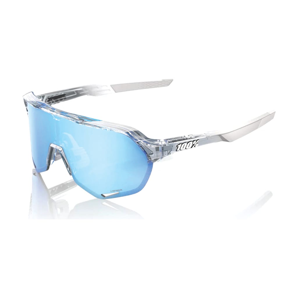 100% S2 Sunglasses, Polished Translucent Clear, HiPER Blue Lens
