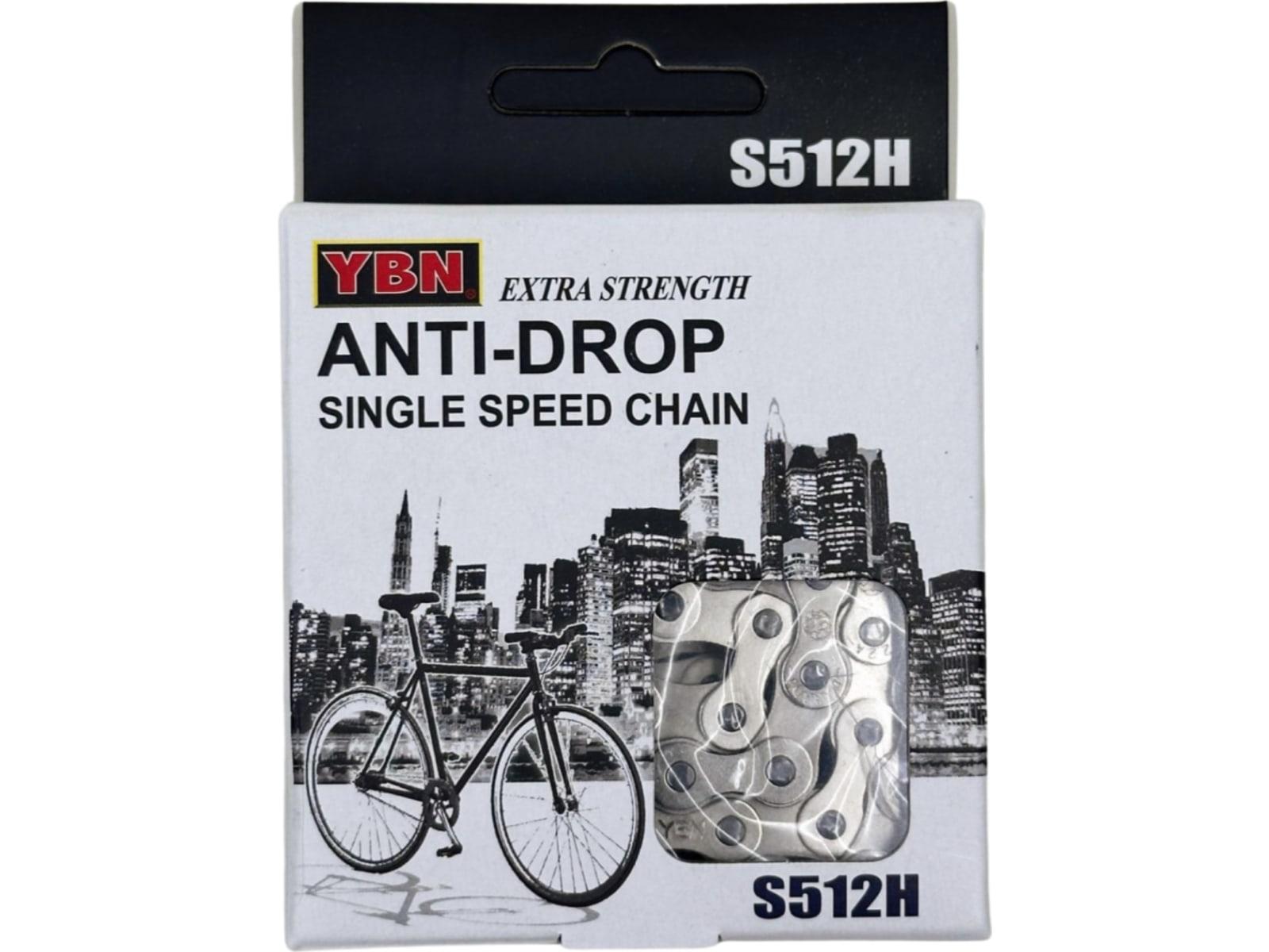 YBN S512H Anti-Drop Heavy Duty Single Speed Chain 1/2 x 1/8, Silver