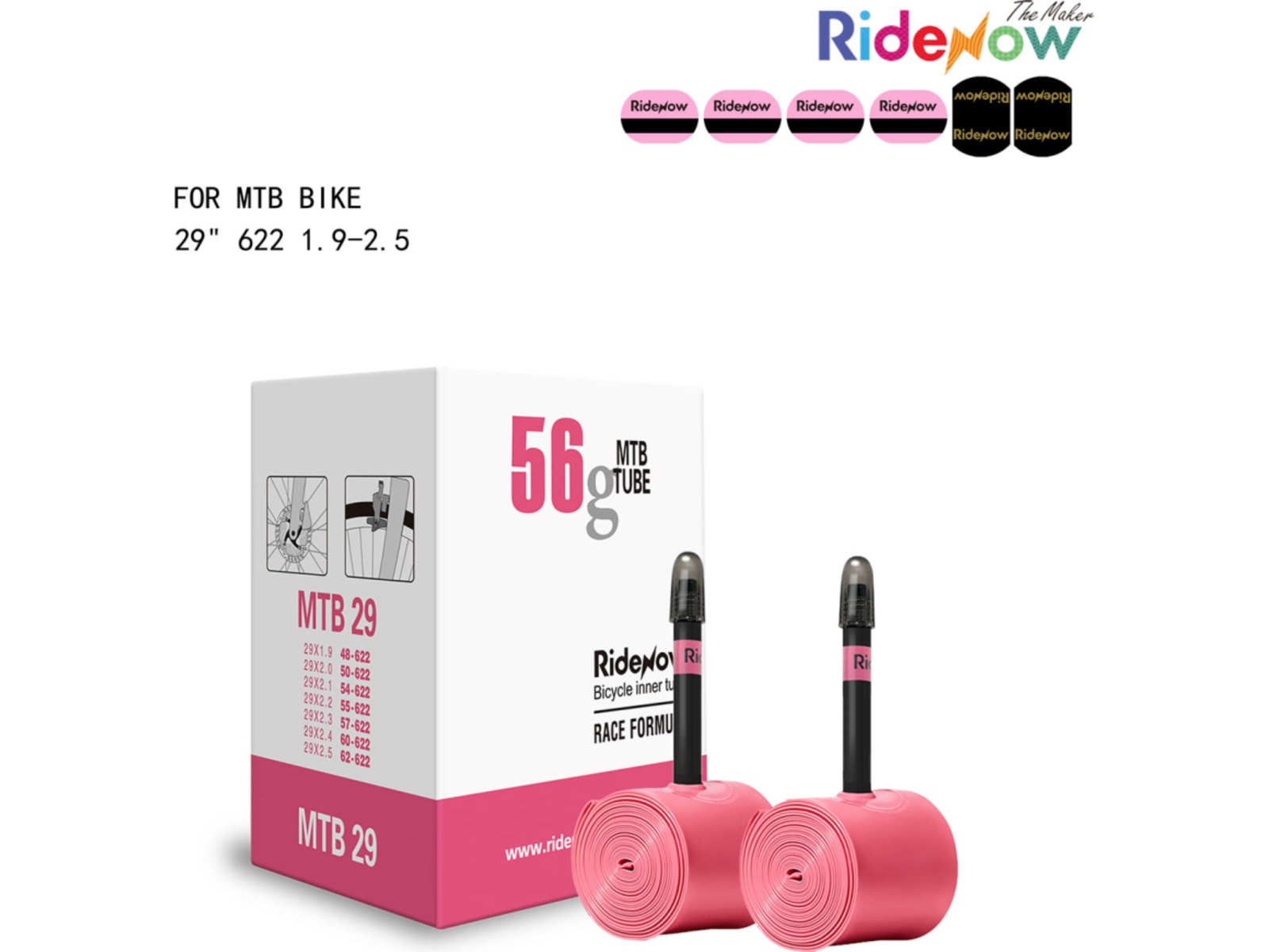 RideNow Light TPU Inner Tube 29 x 1.9-2.5, 45 mm Black Presta Valve