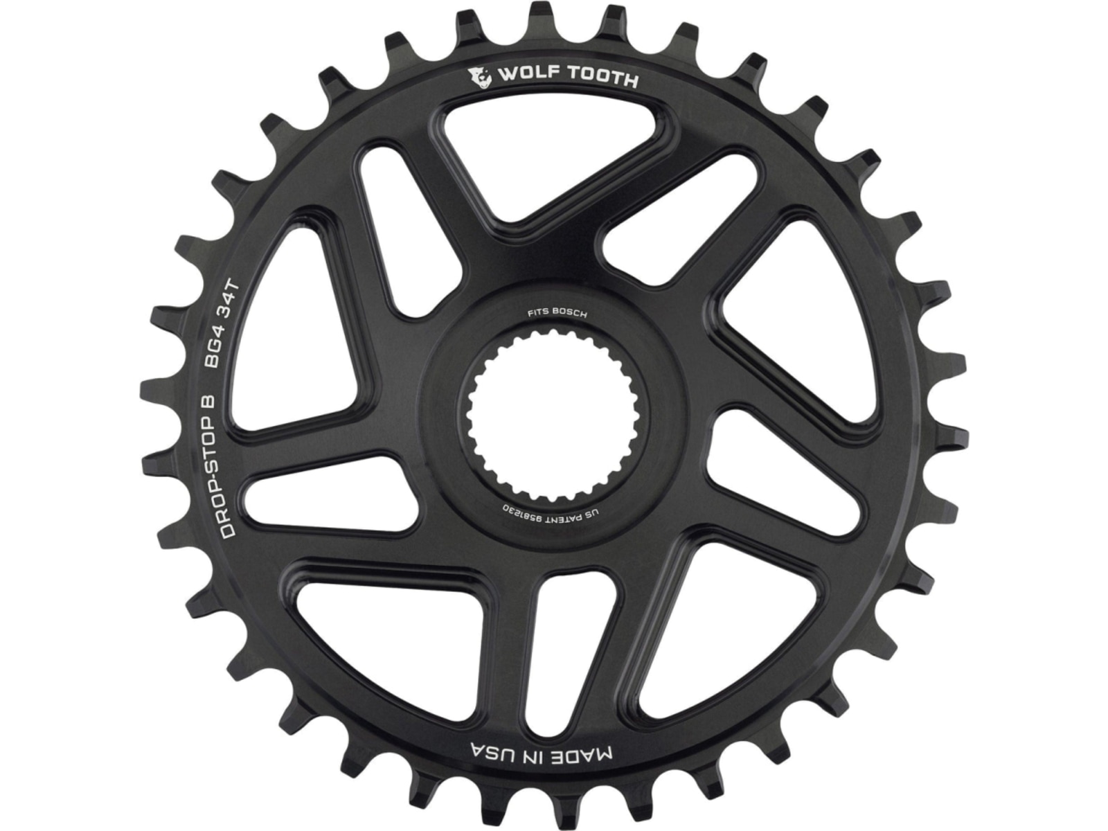 Wolf Tooth Bosch Gen 4 Direct Mount Drop-Stop B Chainring 34T, Black