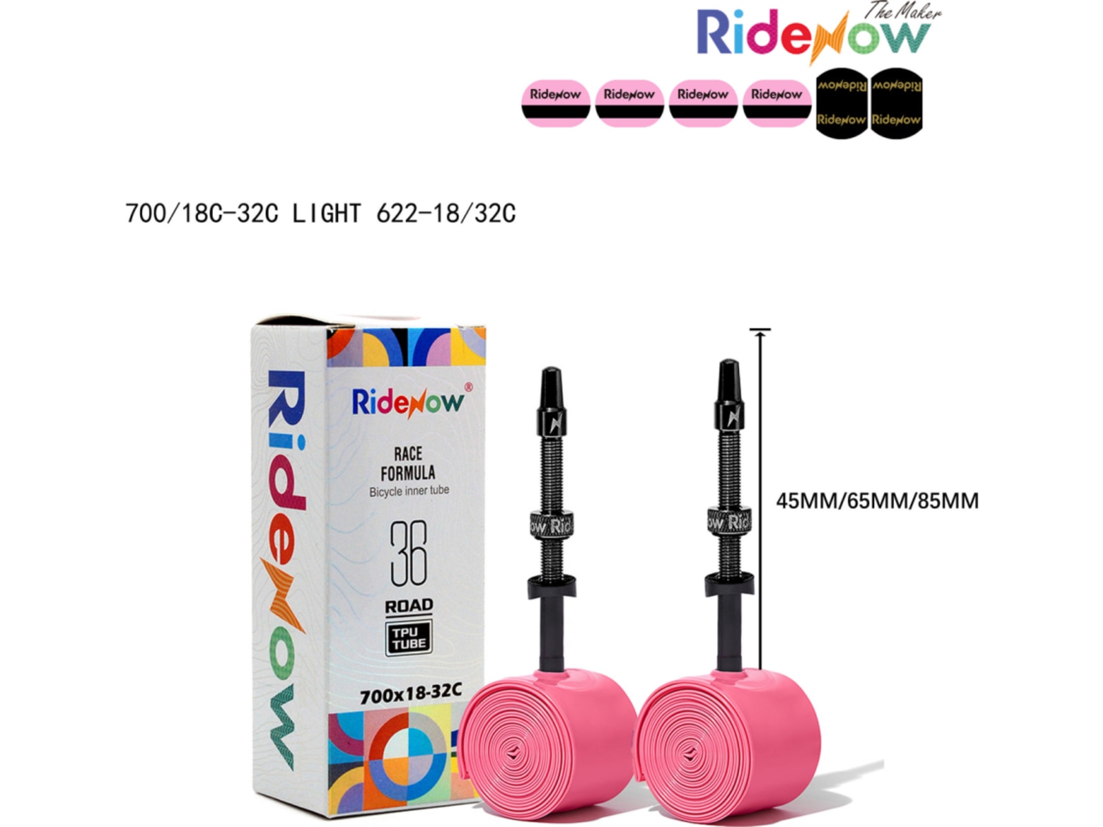 RideNow Light TPU Inner Tube 700 x 18-32c, 85 mm Black Aluminium Valve