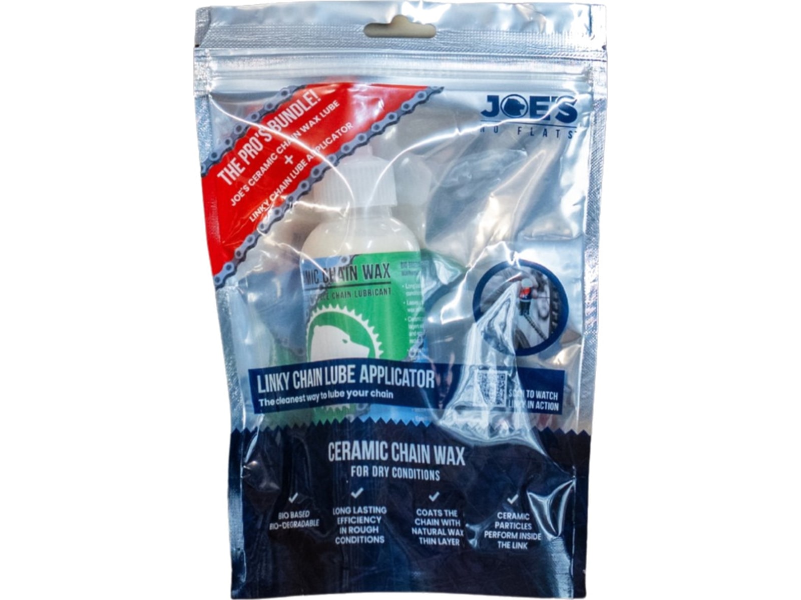 Joe's No Flats Ceramic Chain Wax Dry 125 ml with Linky Applicator 15 ml