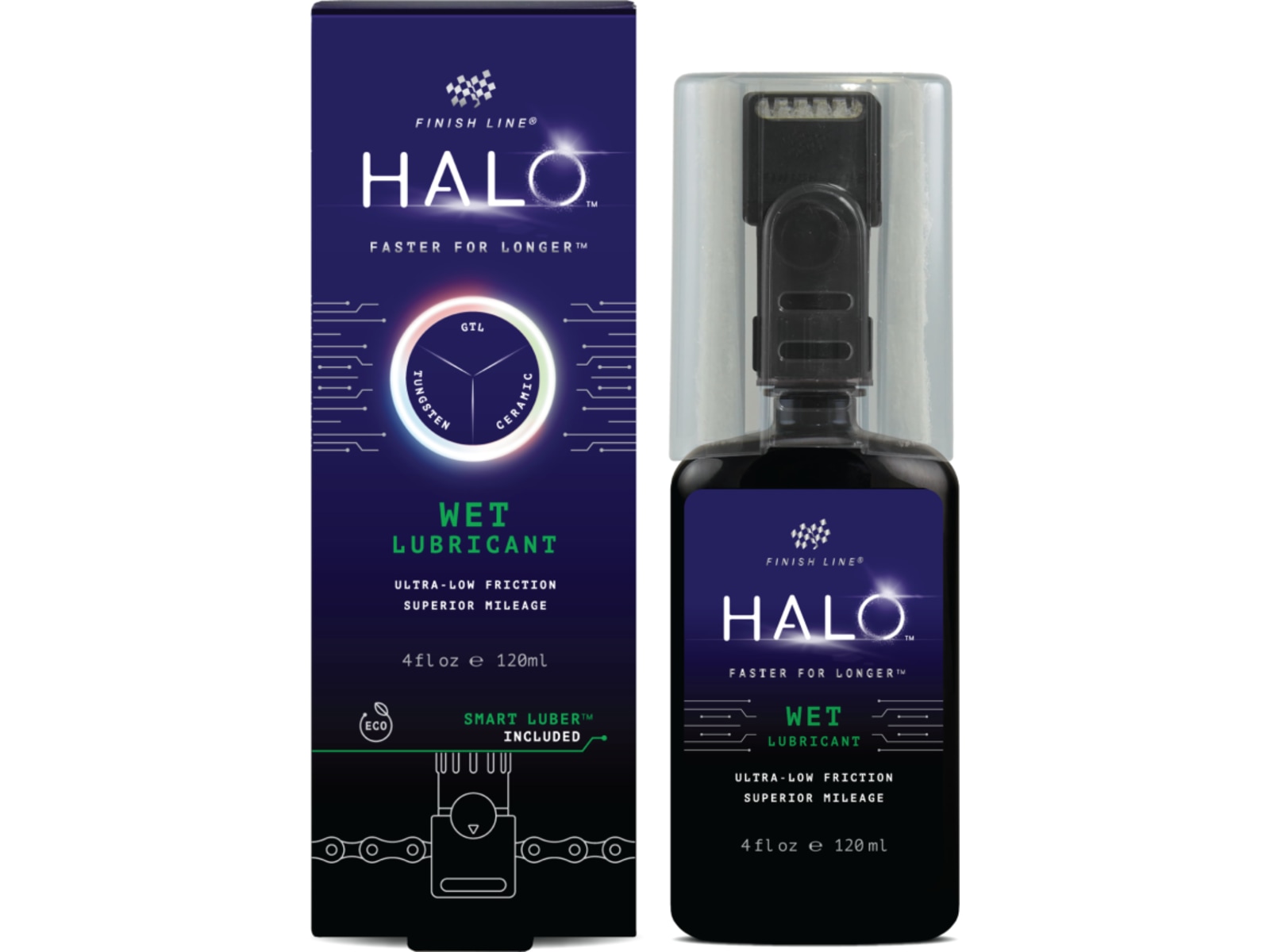 Finish Line HALO Wet Chain Lubricant 120 ml with Smart Luber