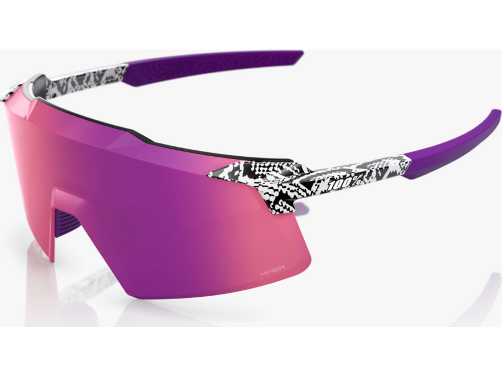 100% AEROCRAFT LE Elly 3 Sunglasses, Gloss White, HiPER Dark Purple Mirror Lens