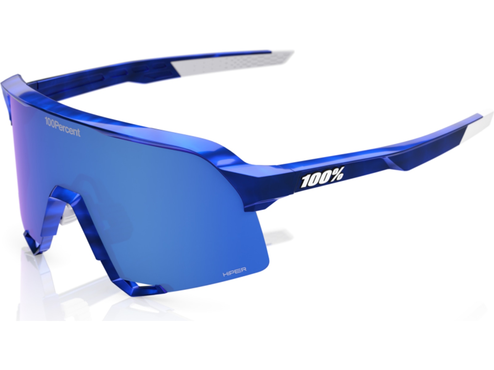 100% S3 RBH Sunglasses, Gloss Blue Holographic, HiPER Royal Blue Mirror Lens