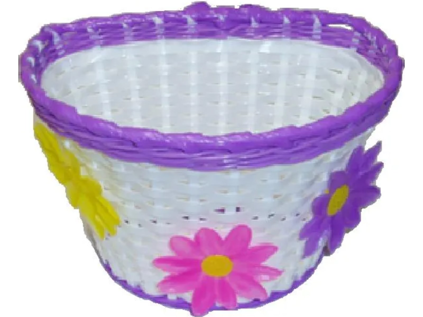 Kids Front Basket, White with Purple Flowers