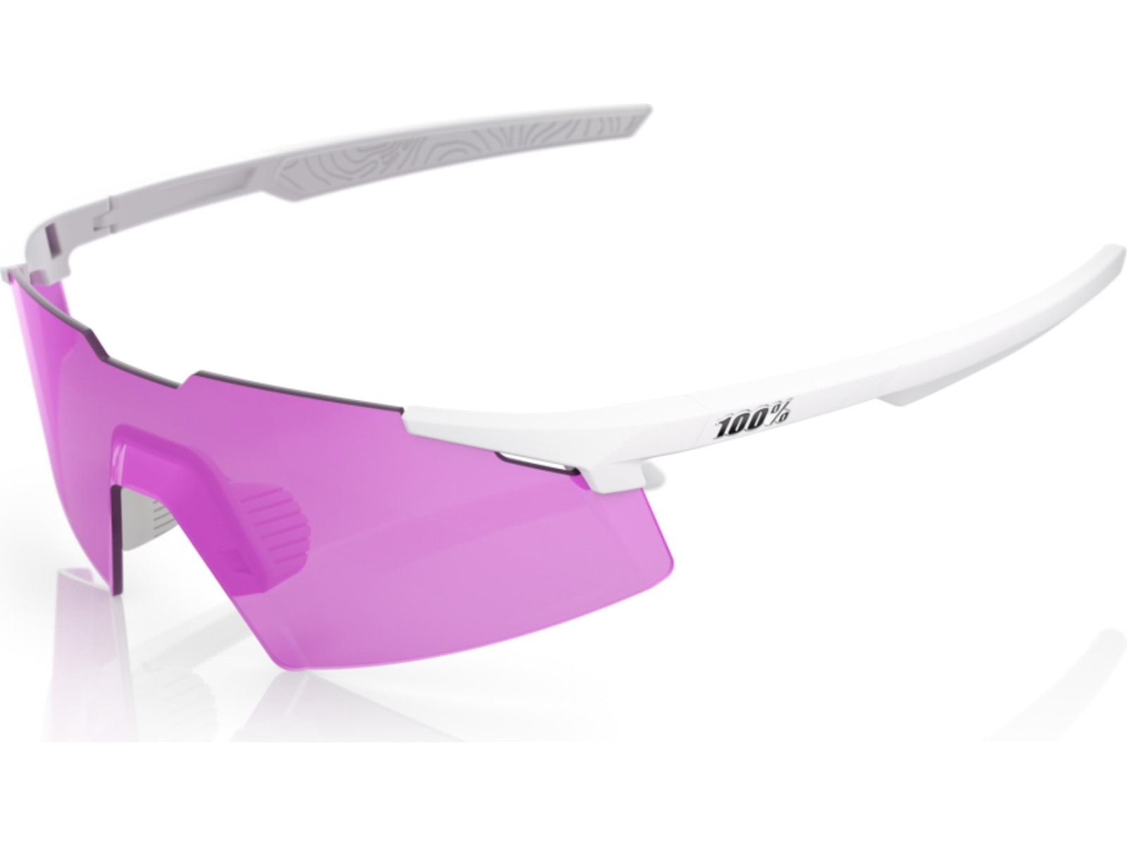 100% A2 Aspire Sunglasses, Matte White, HiPER Pink Lavender Lens