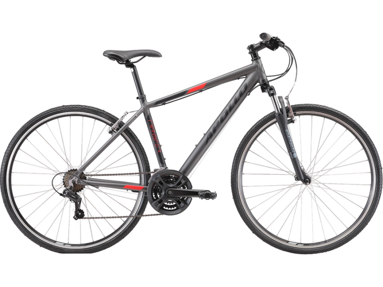 Apollo Transfer 10 Hybrid Bike, Matte Charcoal/Black/White, X-Large