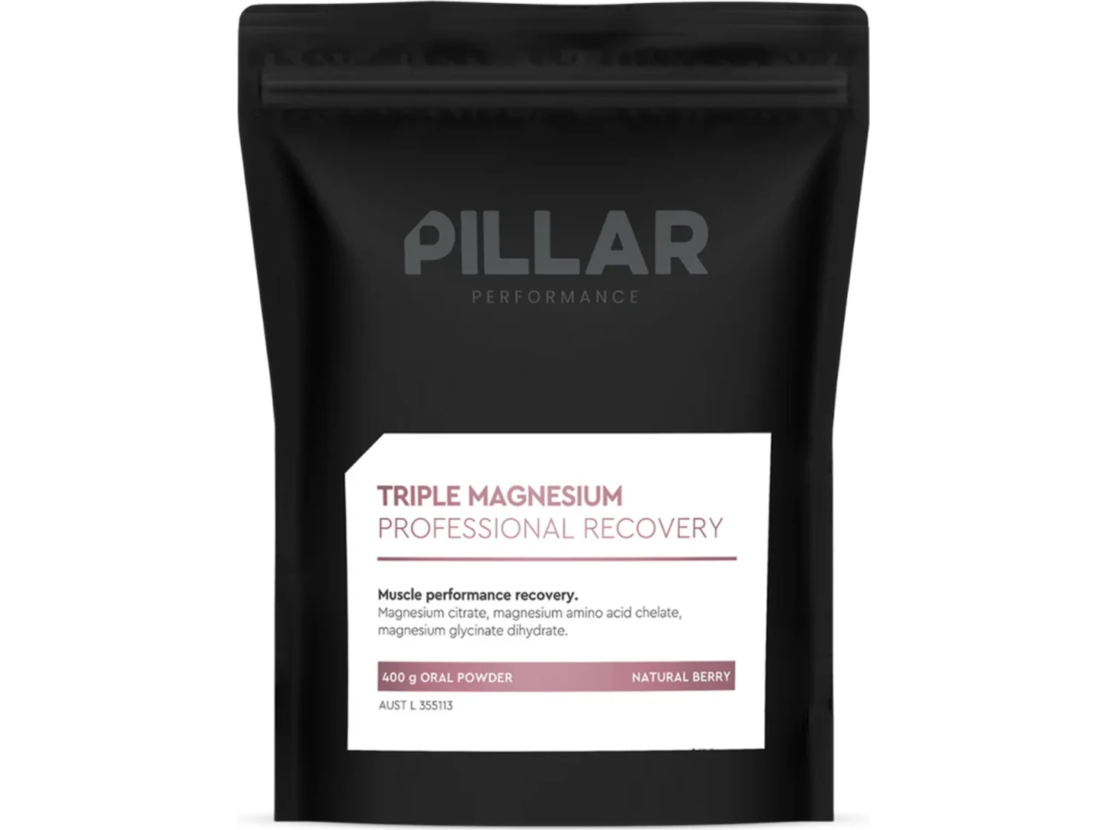 Pillar Triple Magnesium Powder Volume Pack 400 g, Natural Berry