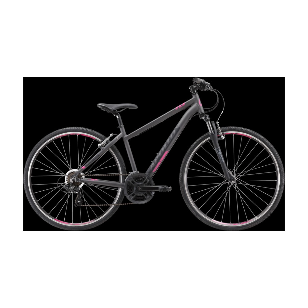 Apollo Transfer 10 WS Women's Hybrid Bike, Matte Charcoal/Black/Pink, Medium
