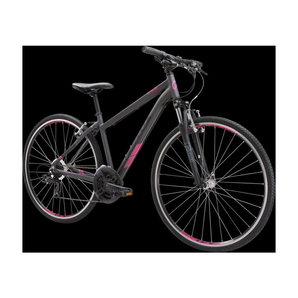 Apollo Transfer 10 WS Women's Hybrid Bike, Matte Charcoal/Black/Pink, Medium