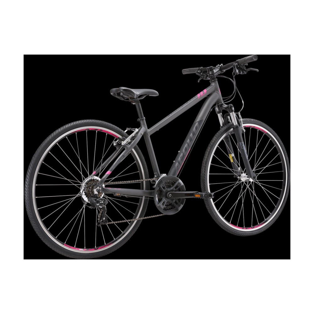 Apollo Transfer 10 WS Women's Hybrid Bike, Matte Charcoal/Black/Pink, Medium