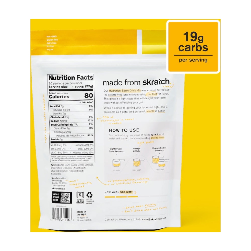 Skratch Labs Hydration Sport Drink Mix 20 Servings, Mango