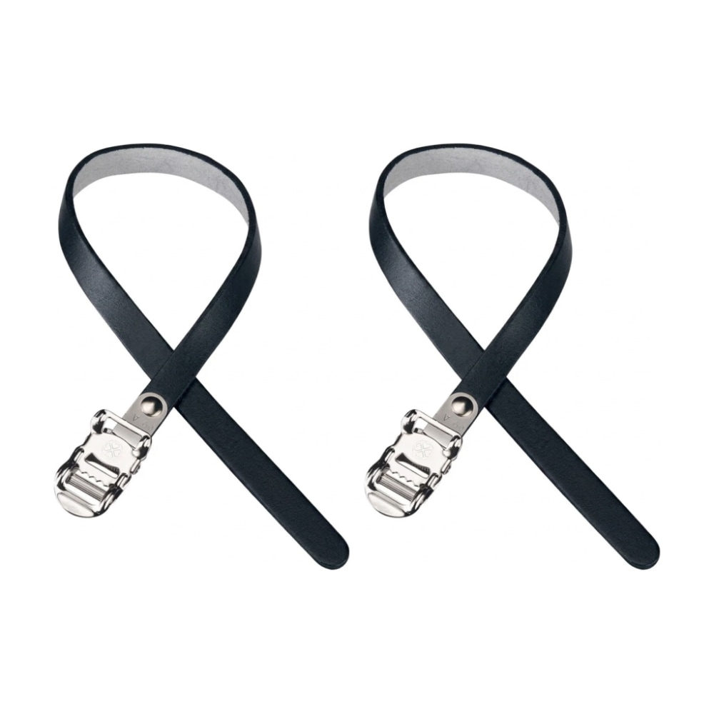 Leather Toe Clip Straps 430 mm, Pair, Black