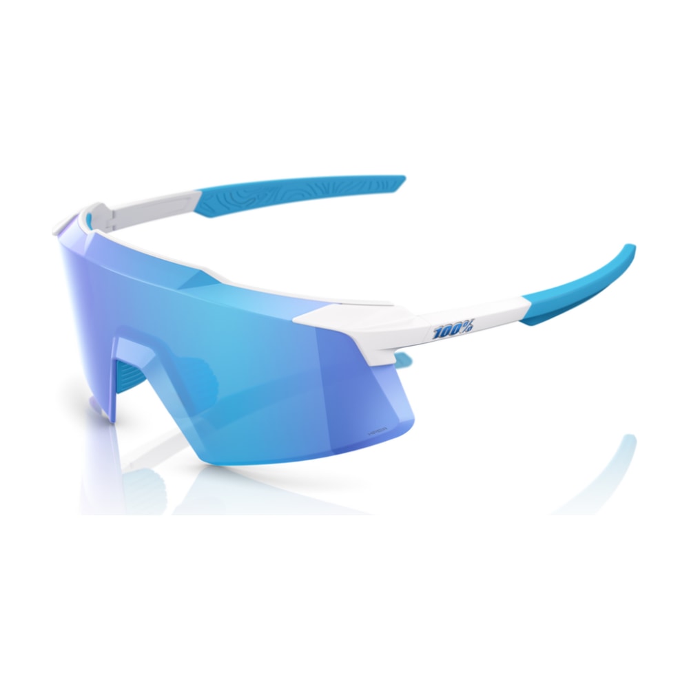 100% AEROCRAFT Sunglasses, Matte White, HiPER Blue Mirror Lens