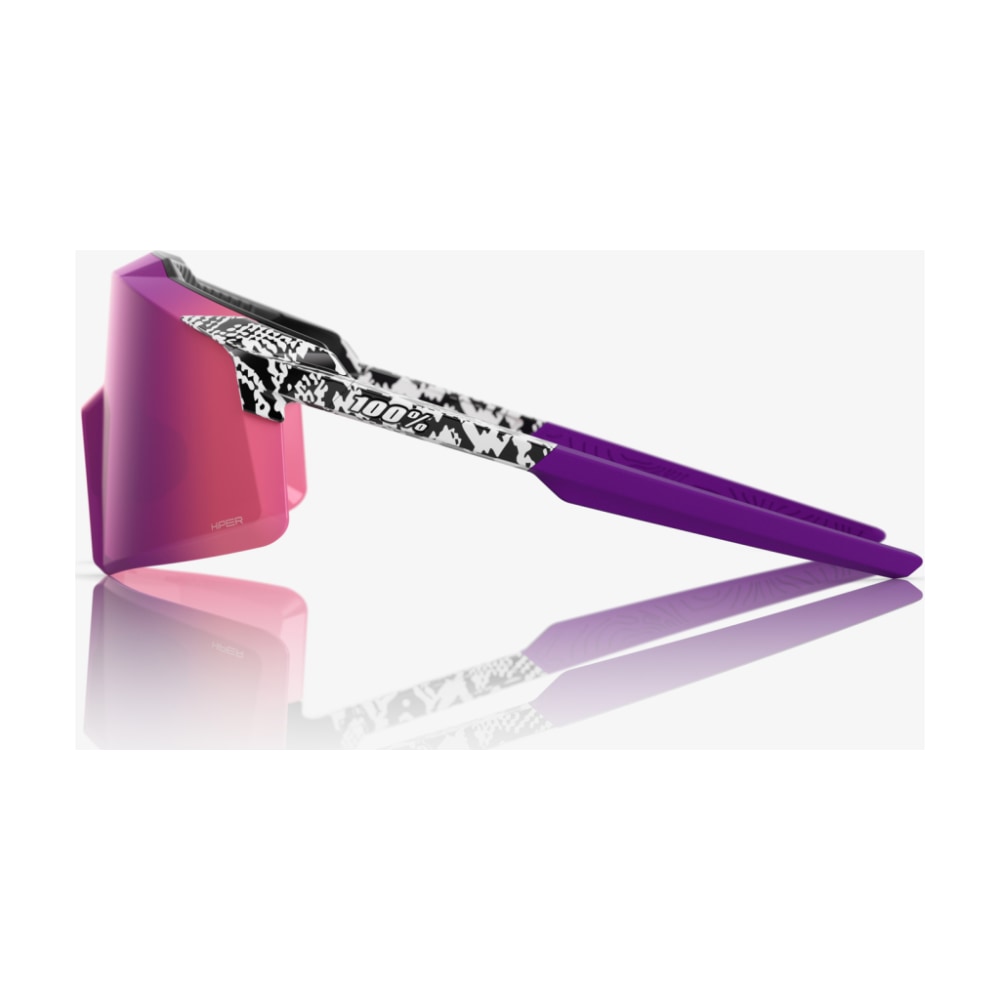 100% AEROCRAFT LE Elly 3 Sunglasses, Gloss White, HiPER Dark Purple Mirror Lens