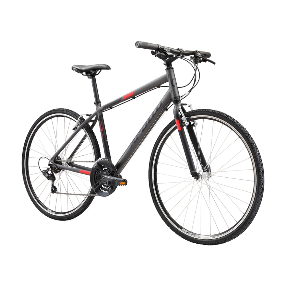 Apollo Trace 10 Commuter Bike, Matte Charcoal/Black/Red, Medium