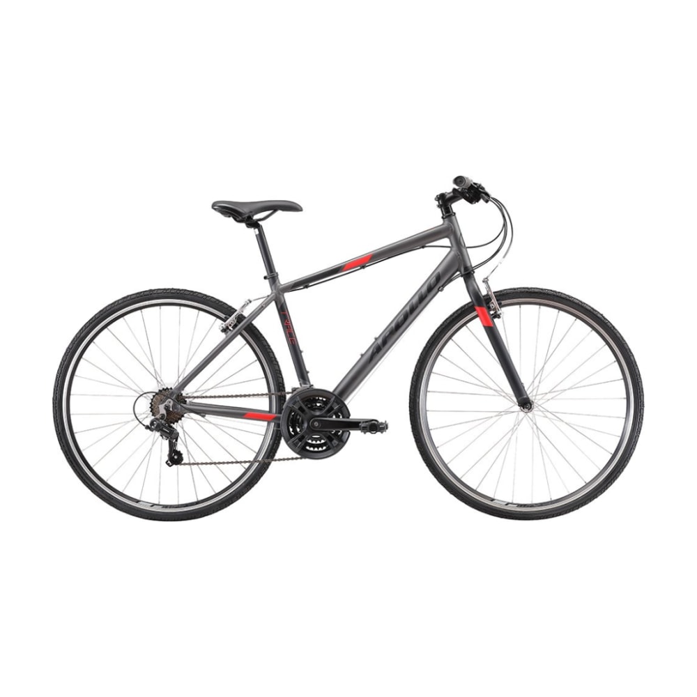 Apollo Trace 10 Commuter Bike, Matte Charcoal/Black/Red, Medium