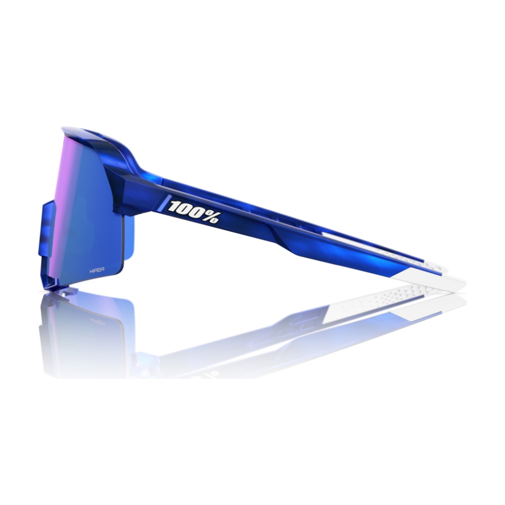 100% S3 RBH Sunglasses, Gloss Blue Holographic, HiPER Royal Blue Mirror Lens