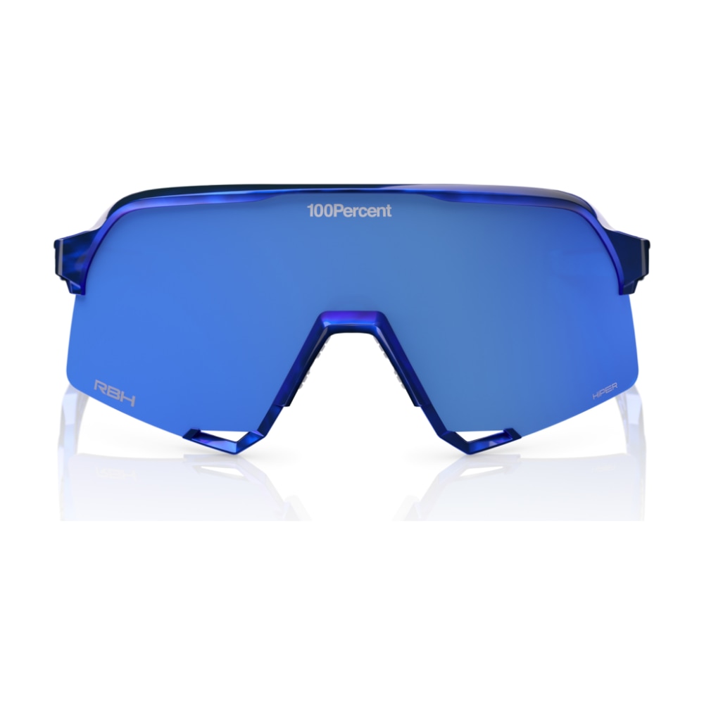 100% S3 RBH Sunglasses, Gloss Blue Holographic, HiPER Royal Blue Mirror Lens