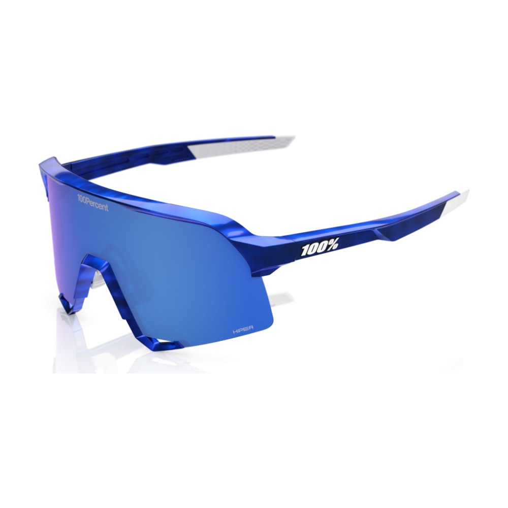 100% S3 RBH Sunglasses, Gloss Blue Holographic, HiPER Royal Blue Mirror Lens