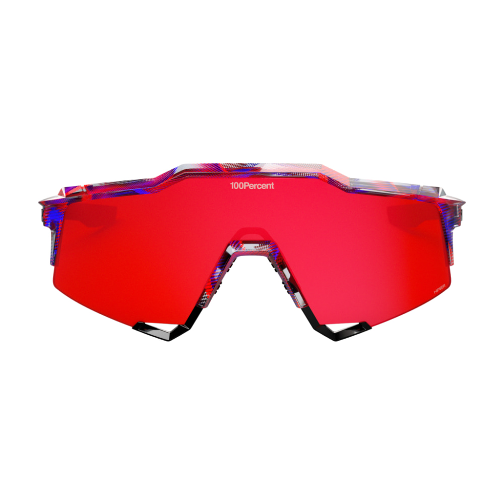 100% SPEEDCRAFT FDJ Sunglasses, Gloss Translucent Red/Blue, HiPER Fire Red Mirror Lens