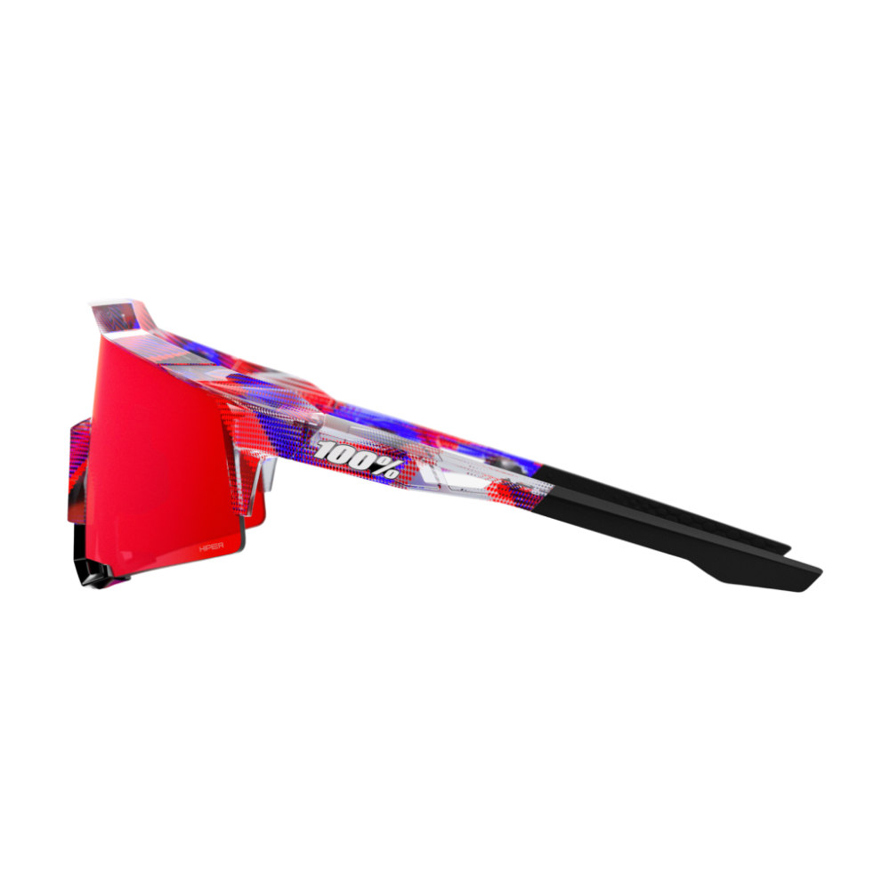 100% SPEEDCRAFT FDJ Sunglasses, Gloss Translucent Red/Blue, HiPER Fire Red Mirror Lens