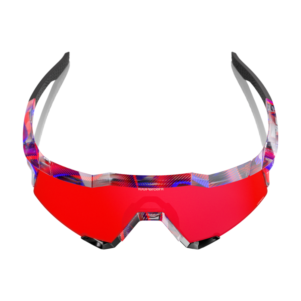 100% SPEEDCRAFT FDJ Sunglasses, Gloss Translucent Red/Blue, HiPER Fire Red Mirror Lens