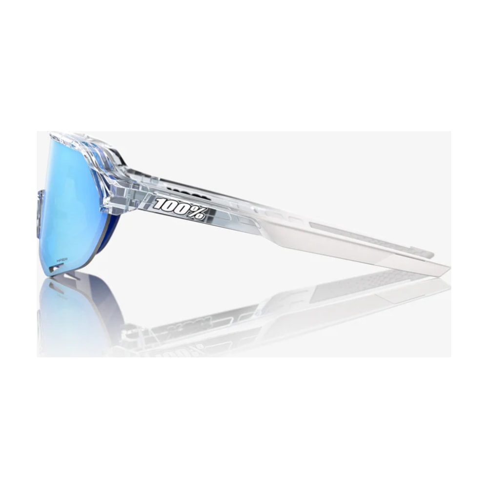 100% S2 Sunglasses, Polished Translucent Clear, HiPER Blue Lens