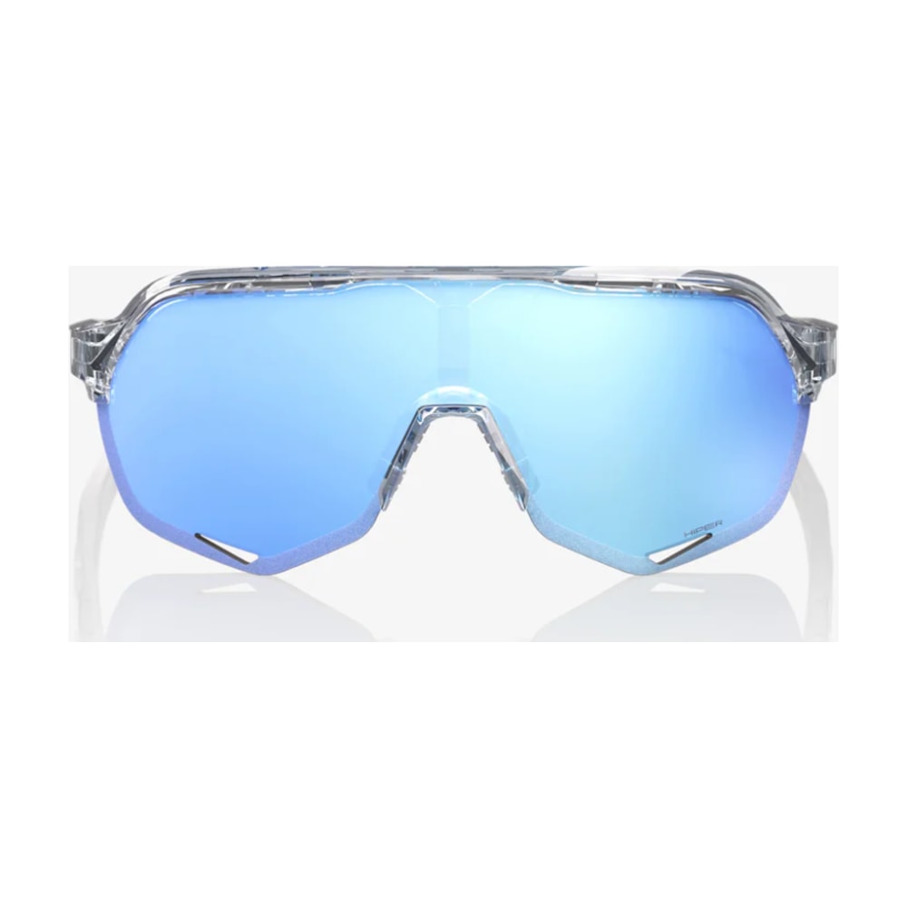 100% S2 Sunglasses, Polished Translucent Clear, HiPER Blue Lens