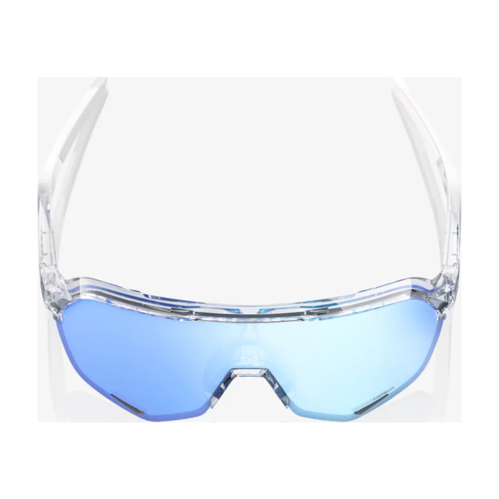 100% S2 Sunglasses, Polished Translucent Clear, HiPER Blue Lens