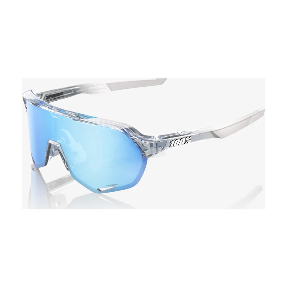 100% S2 Sunglasses, Polished Translucent Clear, HiPER Blue Lens