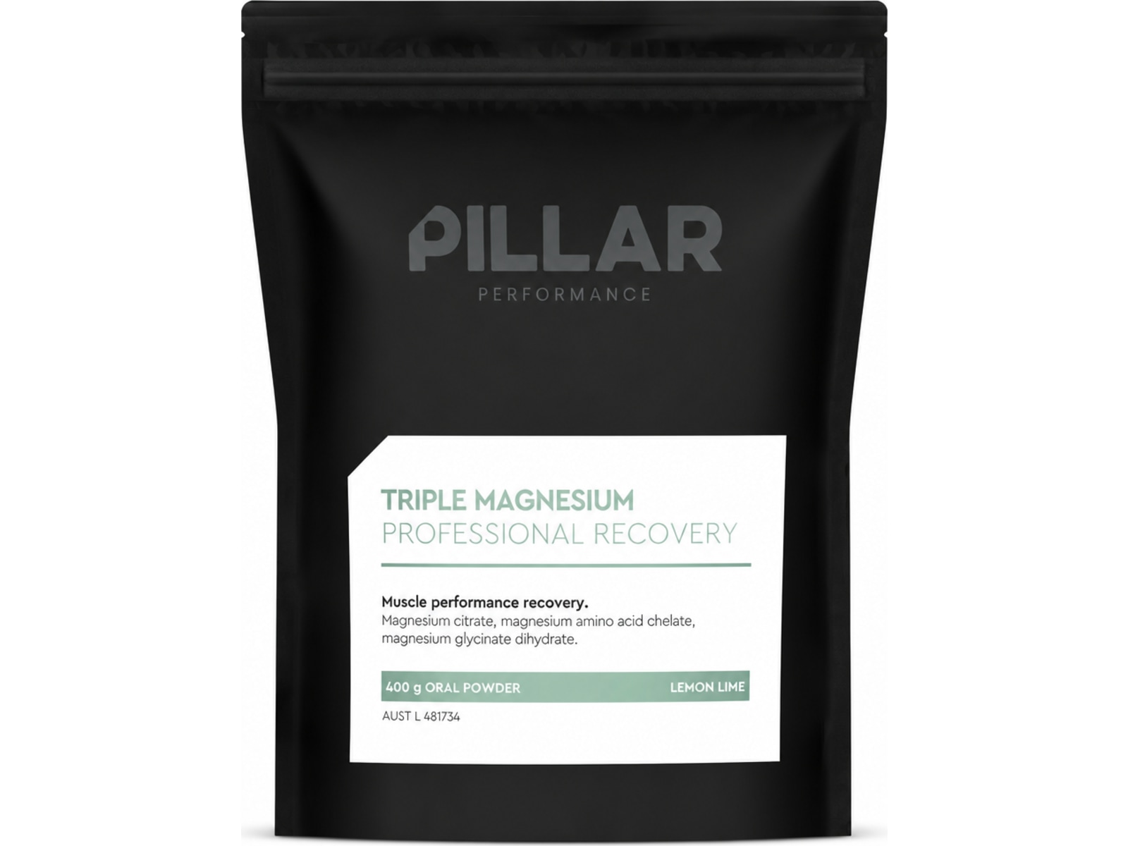 Pillar Triple Magnesium Powder 400 g Pouch, Lemon Lime