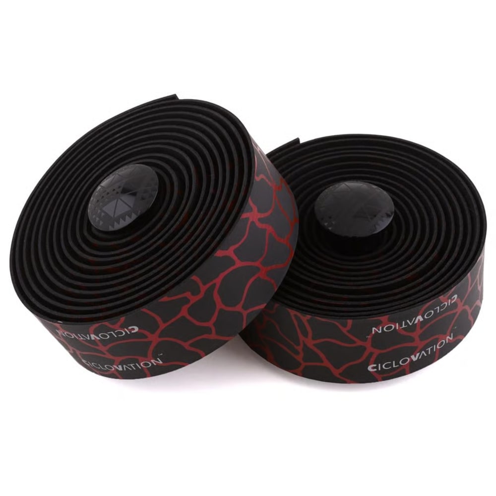 Ciclovation Leather Touch Handlebar Tape, Magma Black/Flame Red