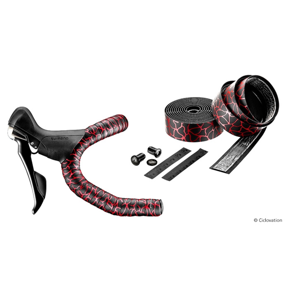 Ciclovation Leather Touch Handlebar Tape, Magma Black/Flame Red