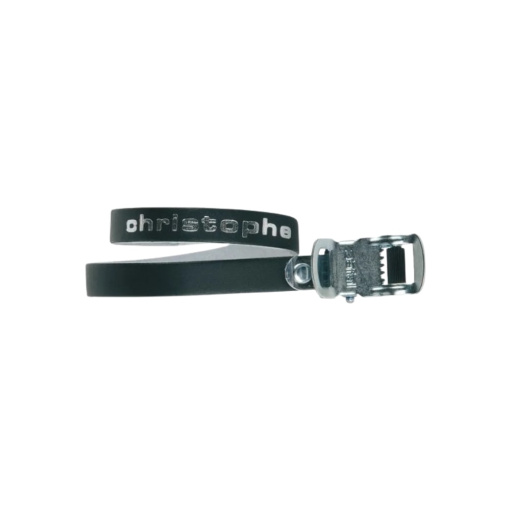 Christophe Leather Toe Straps, Black