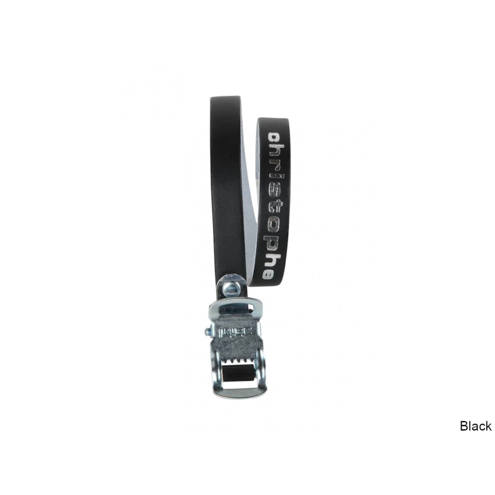 Christophe Leather Toe Straps, Black