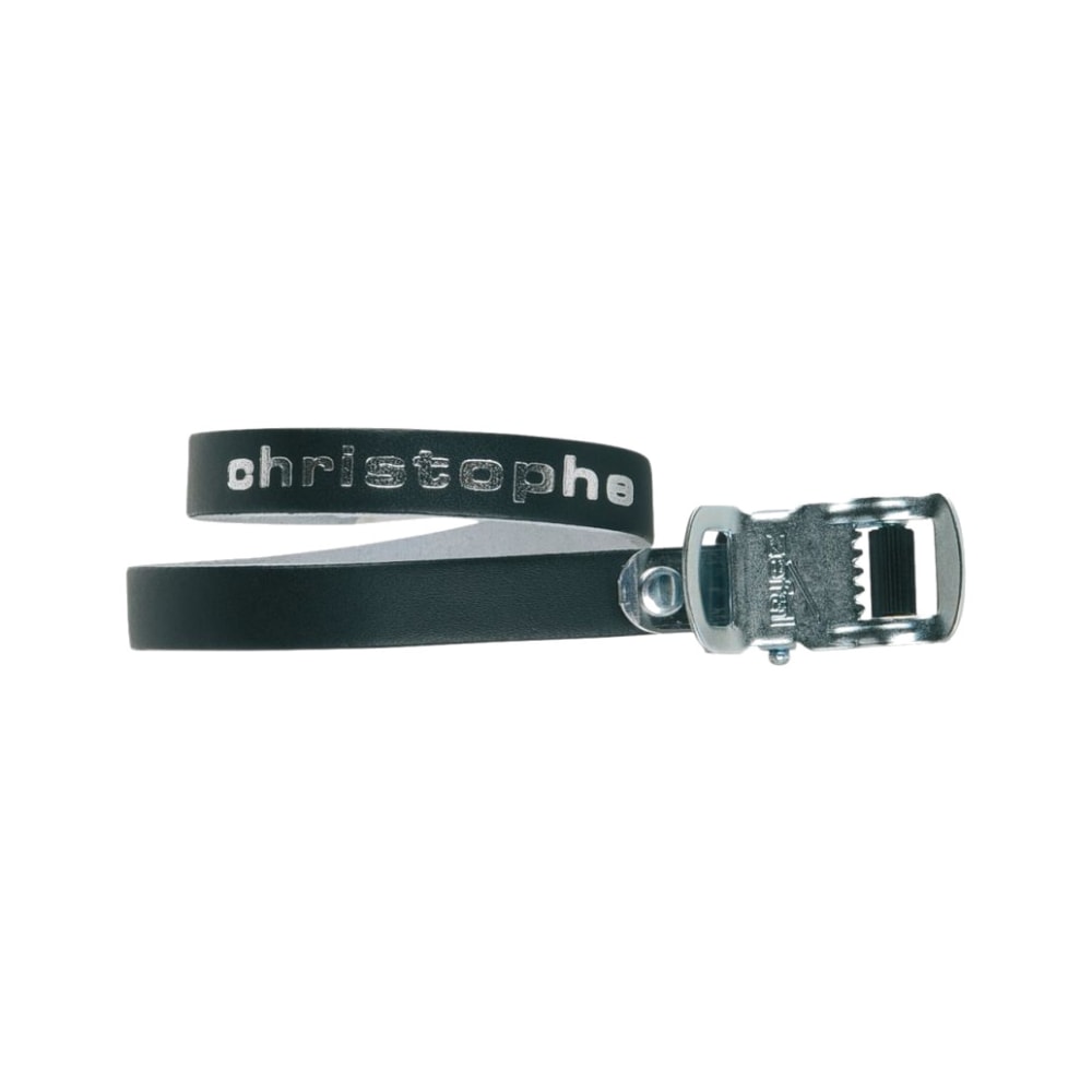 Christophe Leather Toe Straps, Black