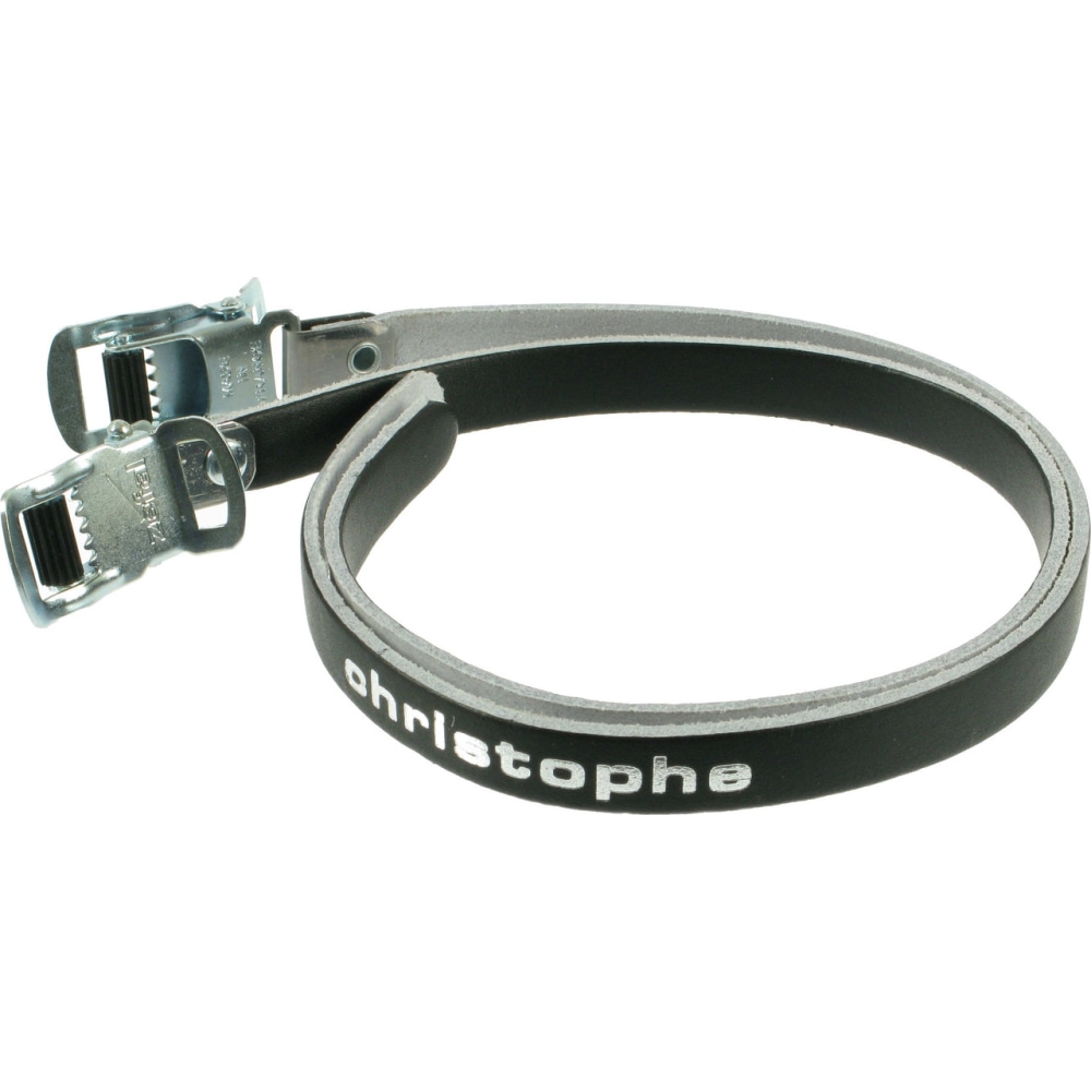 Christophe Leather Toe Straps, Black
