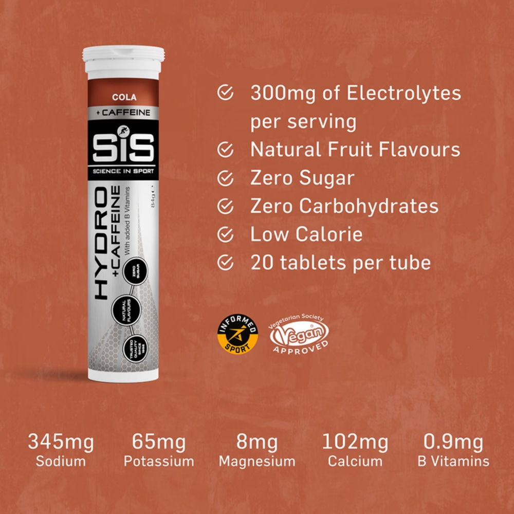 SiS GO Hydro Tablets 8 x 20 x 4 g, Cola & Caffeine