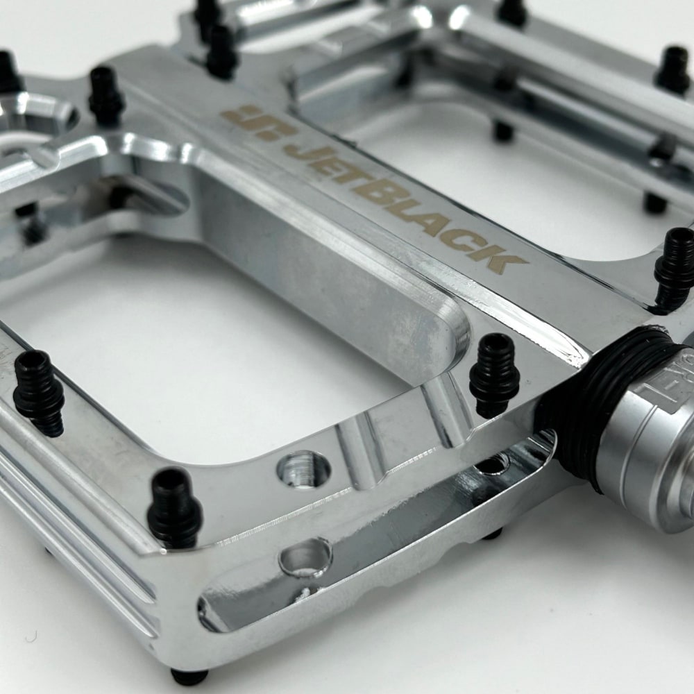 JetBlack Featherlite MTB Flat Pedals, Chrome