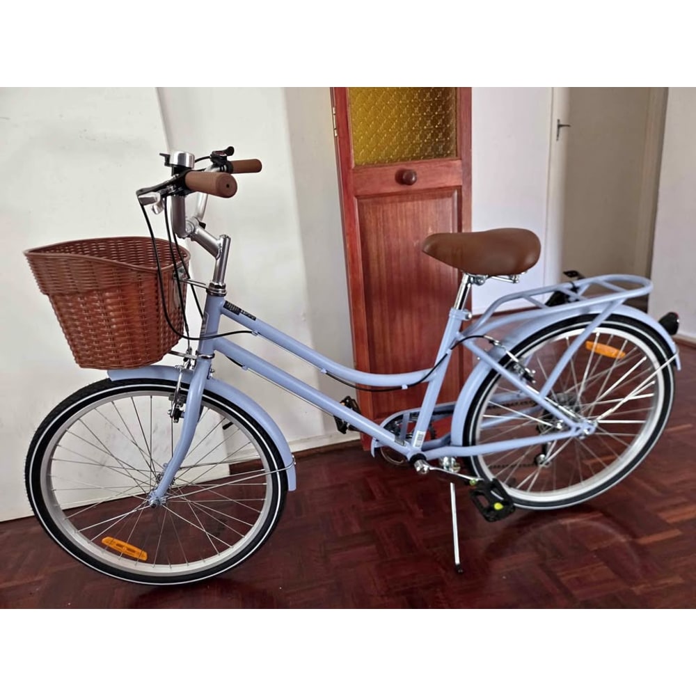 Light Blue Step-Through City Bike, 24-inch