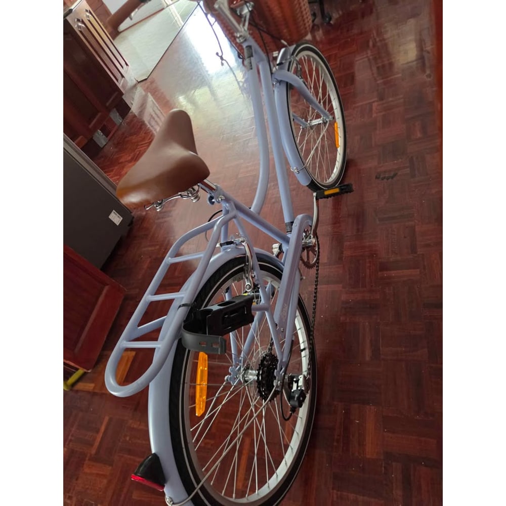 Light Blue Step-Through City Bike, 24-inch