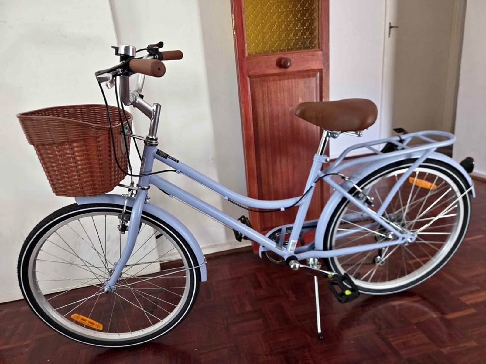 Light Blue Step-Through City Bike, 24-inch